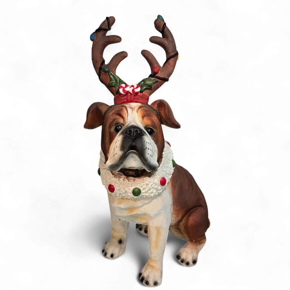 Cracker Barrel Mingle Jingle Holiday Bulldog Reindeer statue (24 inches) - Picture 3 of 9